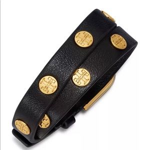 Tory Burch Studded Double-Wrap leather bracelet